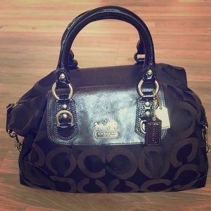 Coach Madison Op Art Sabrina Brown Satchel Bag